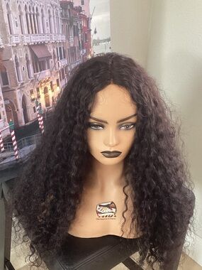 Deep Curly wet & wavy pre parted 100% human hair Wig — 30”